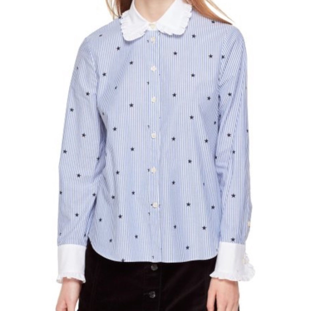 Kate Spade Twinkle Star Stripe Ruffle Button Front